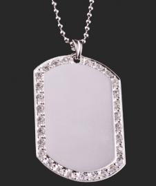 STAINLESS STEEL LARGE PENDANT WITH GEM STONES